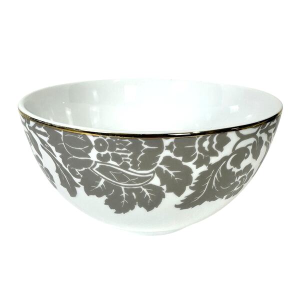 St Nicholas Square "Spirit of the Season" Elegant Gray Floral Gold Serving Bowl - Picture 1 of 4